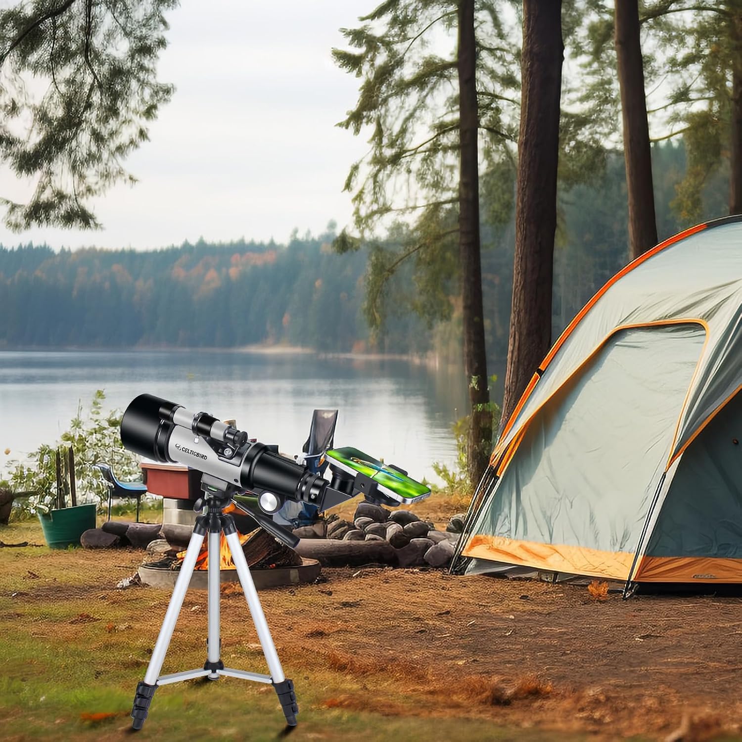 Telescope 70mm Aperture 400mm Astronomical Refracting Telescopes - Travel Telescope with Tripod, Phone Adapter(Silver)