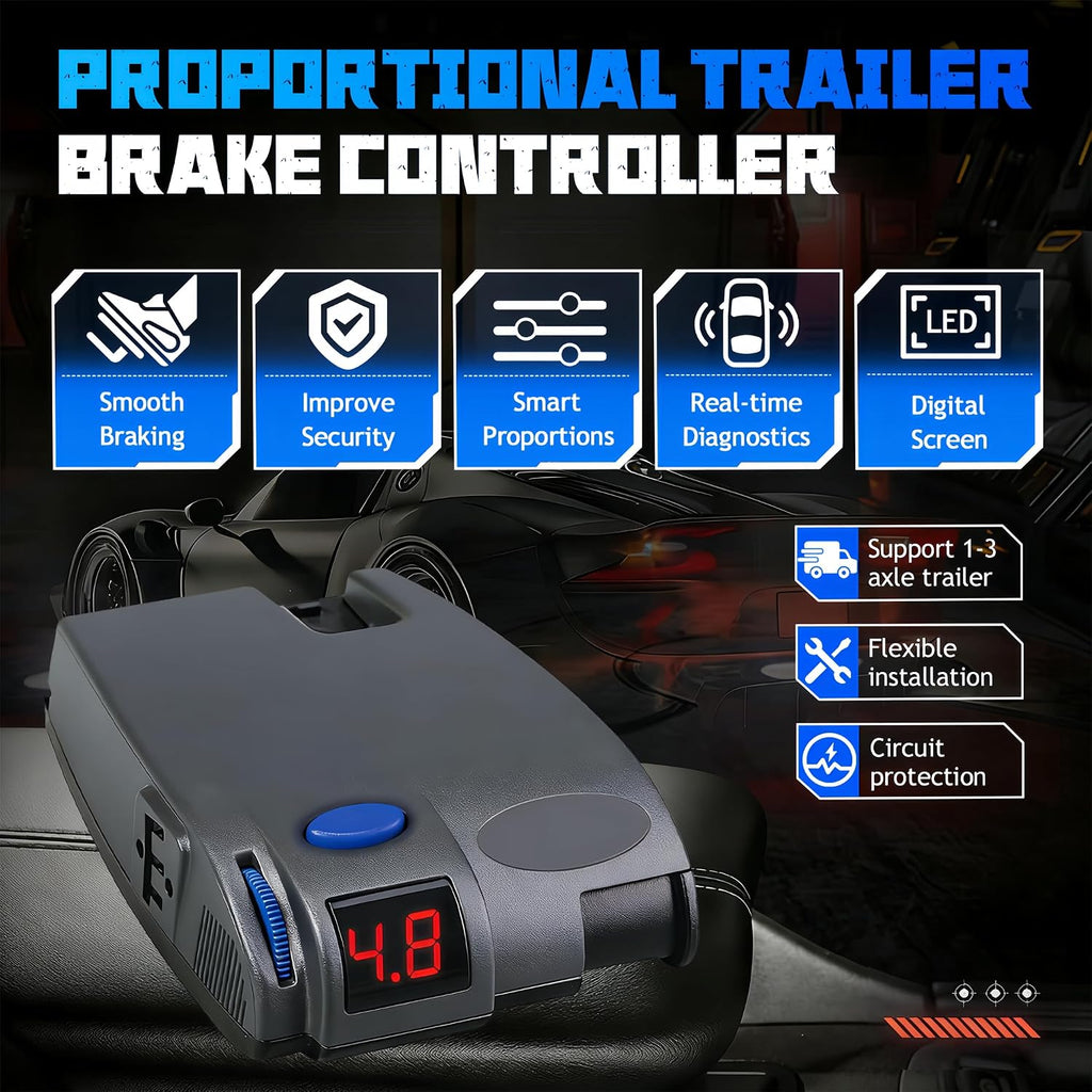 Universal Proportional Trailer Brake Controller Replace for Tekonsha 90160 Primus IQ,for Trailers with 1-3 Axles |