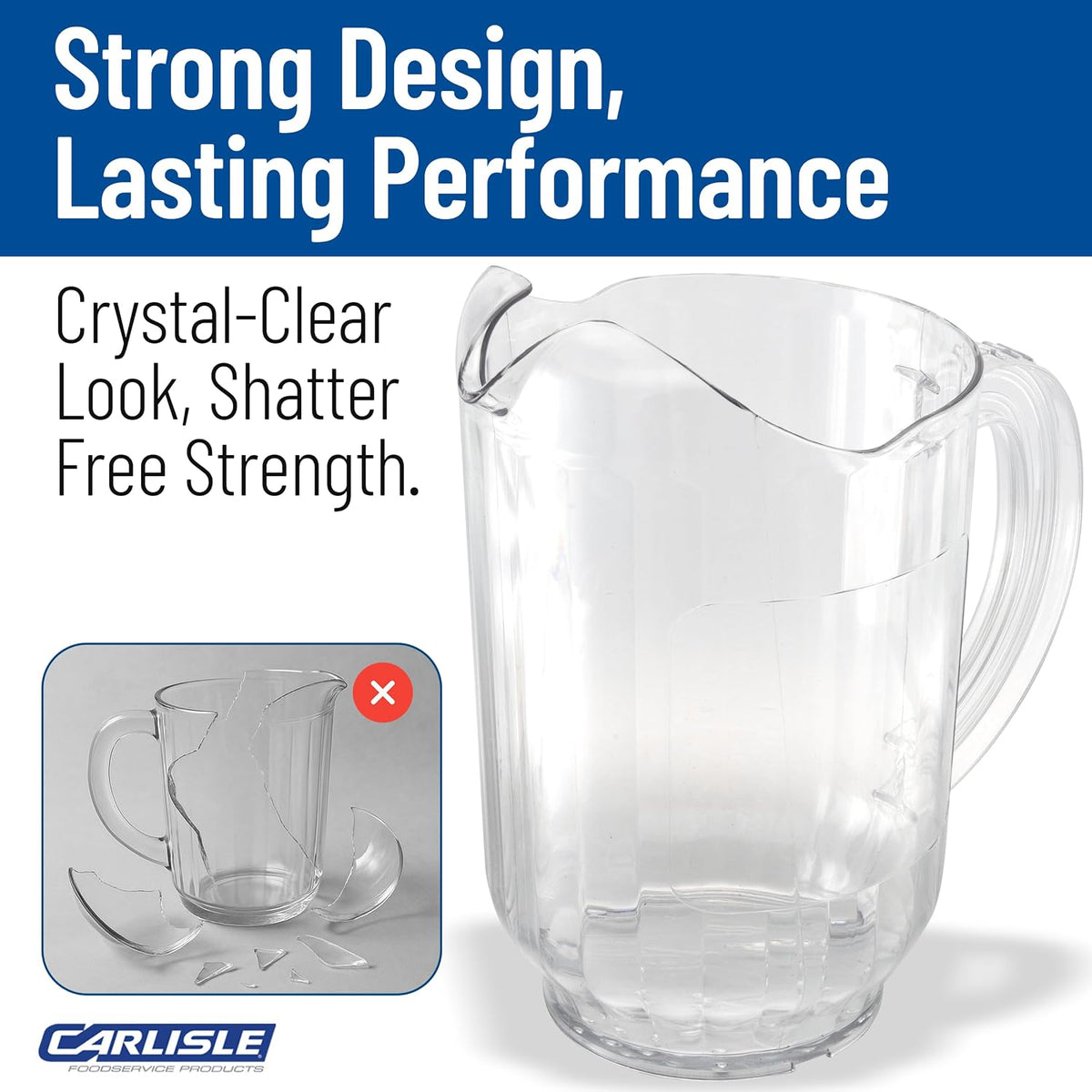 Carlisle Versapour Pitcher with Window, 60 oz Clear SAN Plastic
