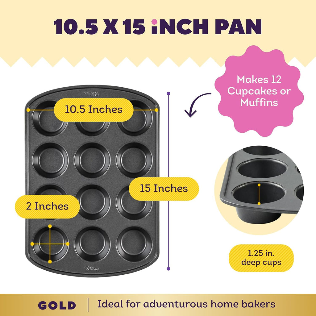 Gold Non-Stick Muffin Pan, Made Without PFAS, 12-Cup