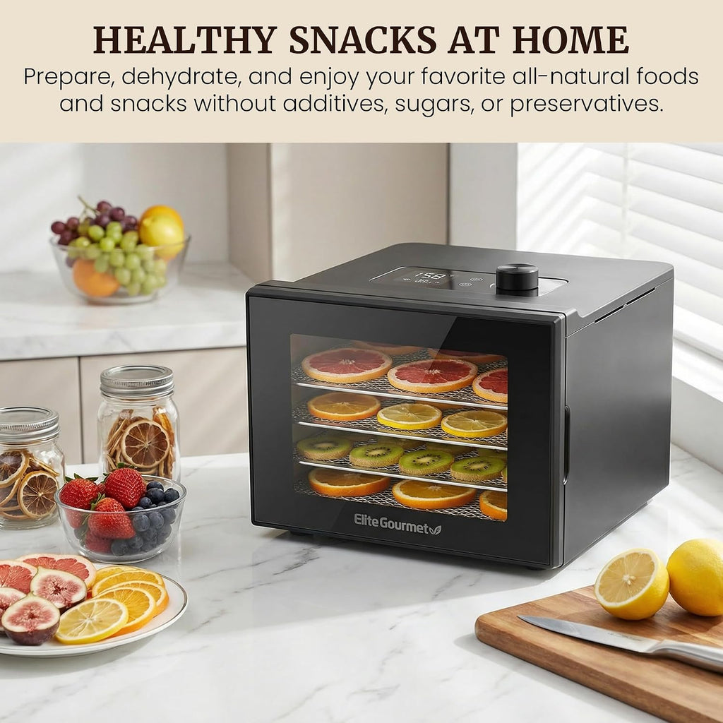 Food Dehydrator, Stainless Steel Trays, Adjustable Temp