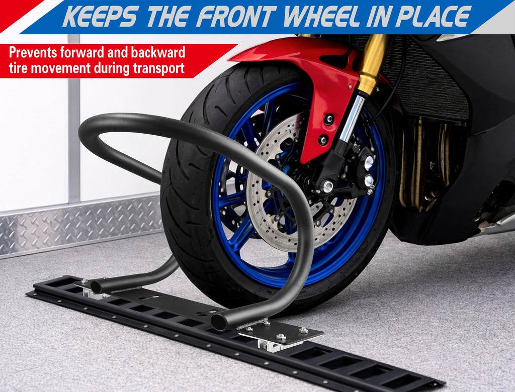7" E-Track Motorcycle Wheel Chock for Trailer & Cargo (2 Pack)