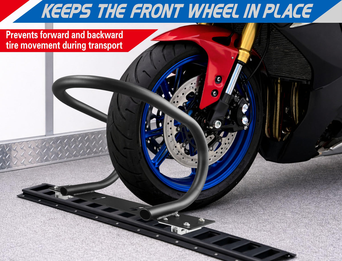 7" E-Track Motorcycle Wheel Chock for Trailer & Cargo (2 Pack)