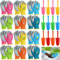 24 Pcs Mini Colorful Metal Hand Shovel and Glove Set Shovel Spade Gloves Digging Trowel Set Kids Gardening Gloves 12