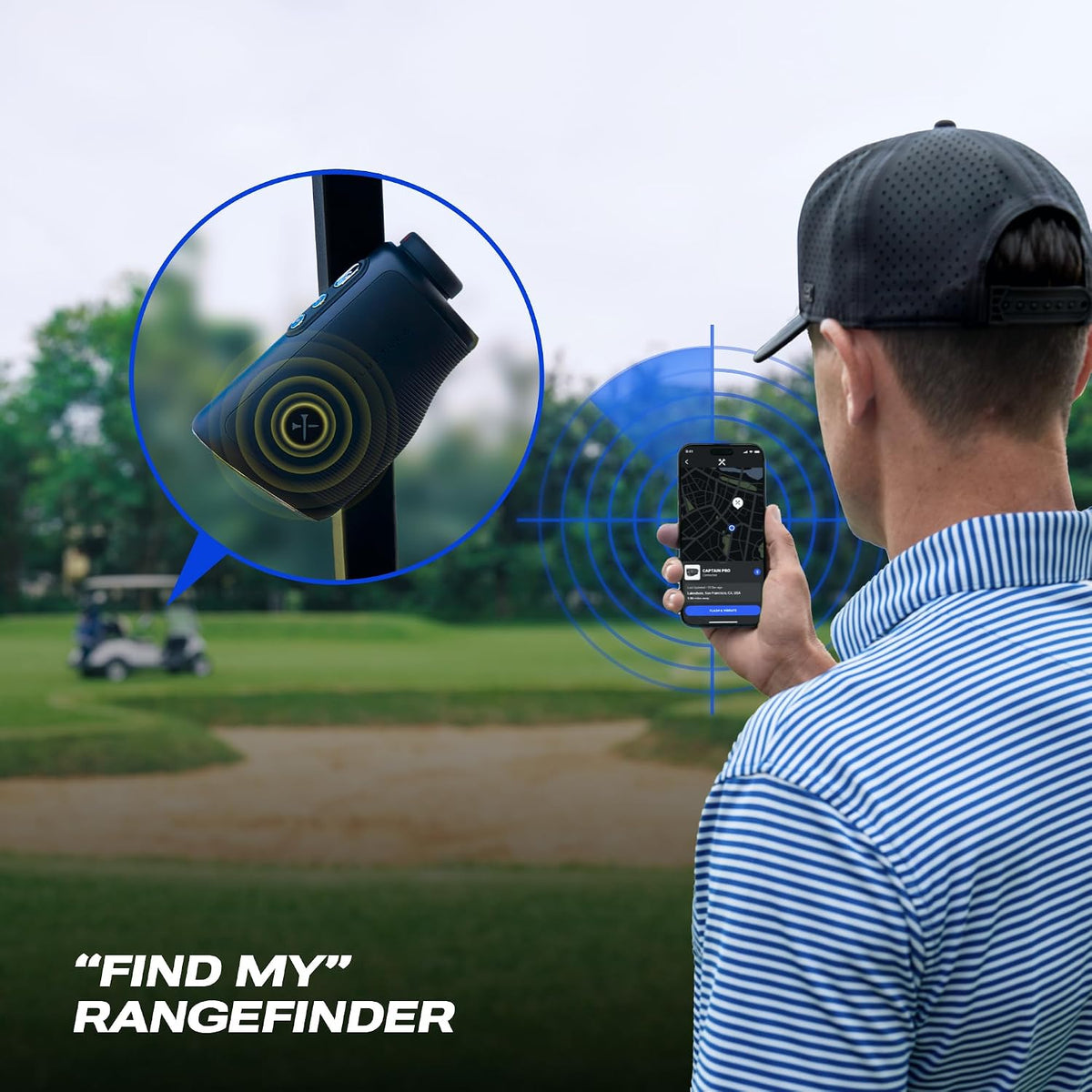 Captain Pro Golf Rangefinder with Slope & GPS Distances – 1200 Yard Laser Range Finder, OLED Display, Shot Tracking