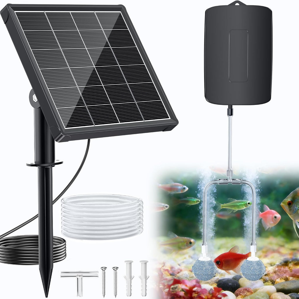 Solar Pond Aerator with Battery Backup, 3W Solar Air Pump for Pond 24/7 Oxygenation, 3 Working Modes & Low Noise for