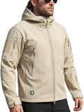 Men's Hooded Waterproof Rain Fleece Lined Softshell Jacket(Khaki,3XL)