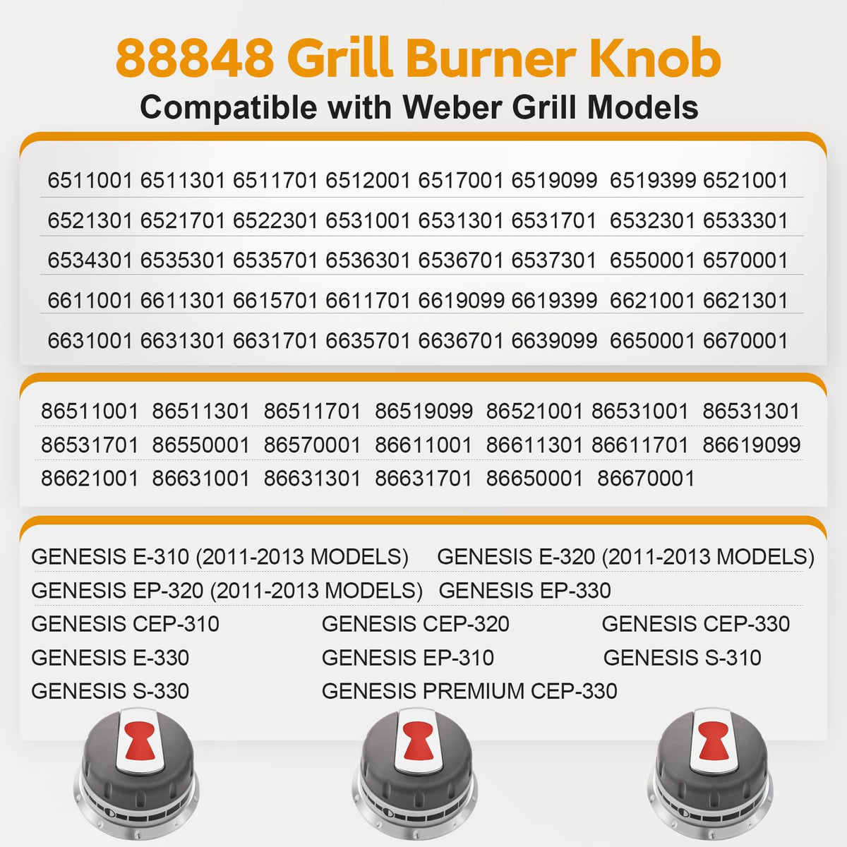 [3 Pack] Upgraded 88848 Gas Grill Burner Replacement Knobs
