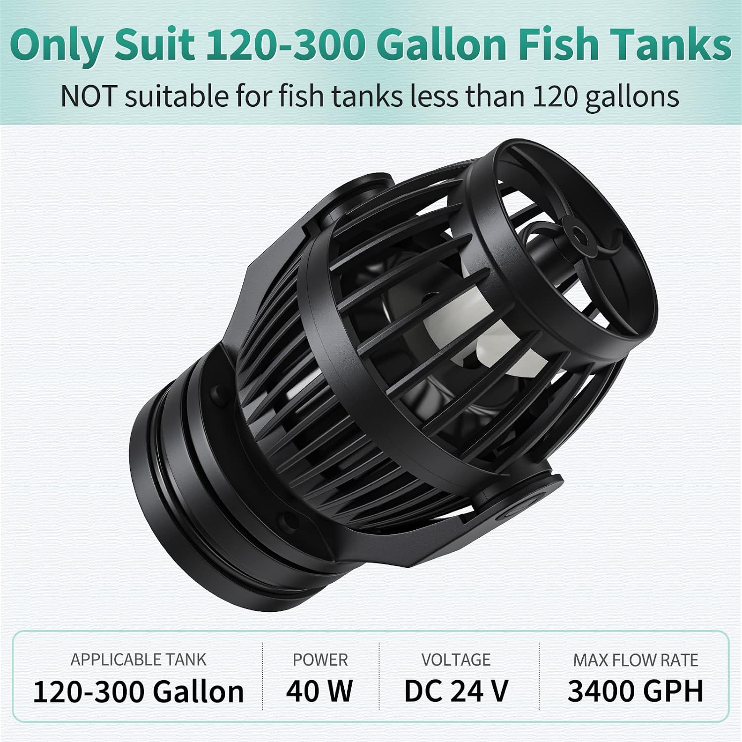 Aquarium Wave Maker for 120-300 Gallon Fish Tanks 3400 GPH Adjustable Circulation Pump with Controller and Strong