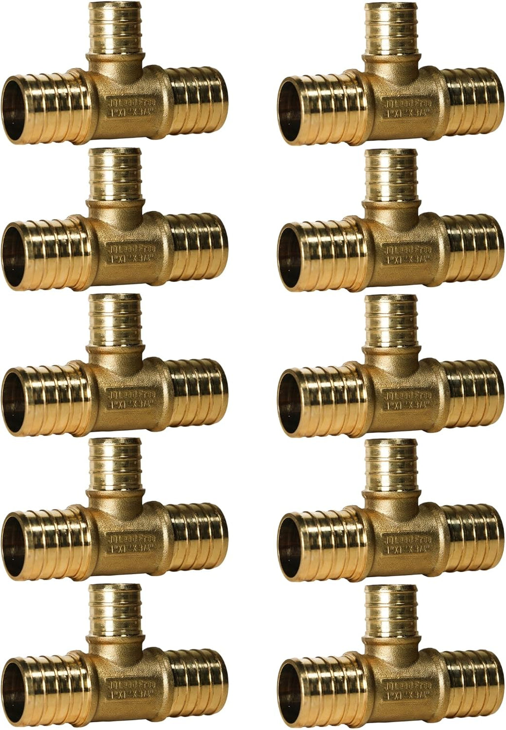 10 Pack XFITTING 1 in x 1 in x 3/4 in Pex Reducing Tee, Pex B Crimp