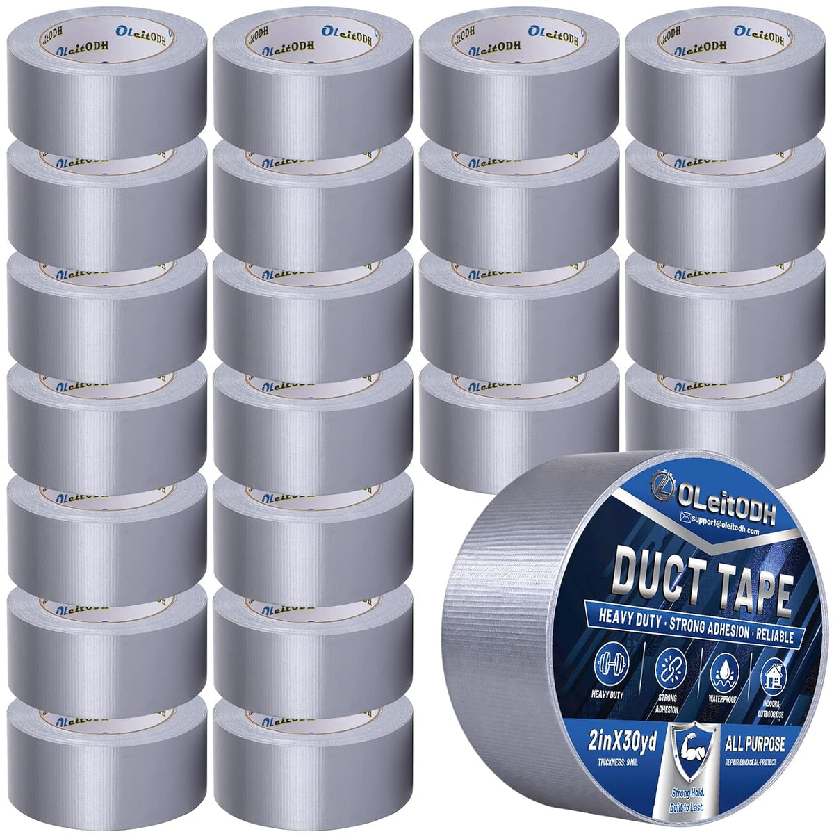 Silver Duct Tape Bulk, 2 Inches x 30 Yards, 22 Pack