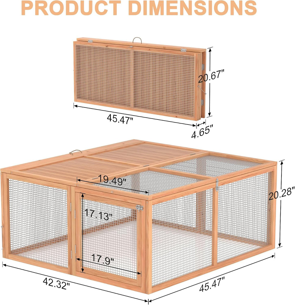 Portable Chicken Coop Run, Folding Rabbit Hutch, Logs