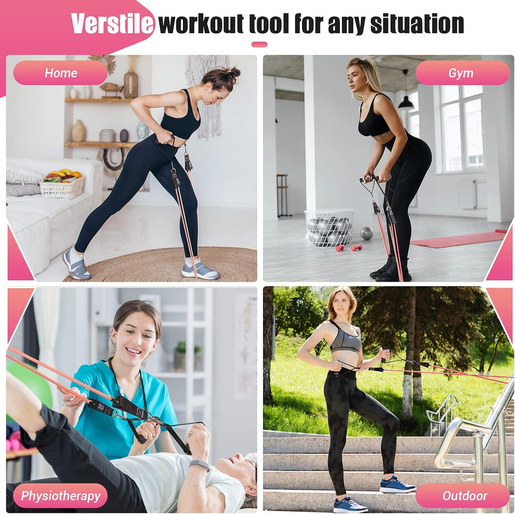 Resistance Bands with Handles for Women, 5 Level Exercise Bands | Workout Bands for Physical Therapy, Yoga, Pilates