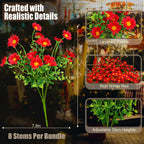 8 Bundles Artificial Christmas Flowers for Outdoors