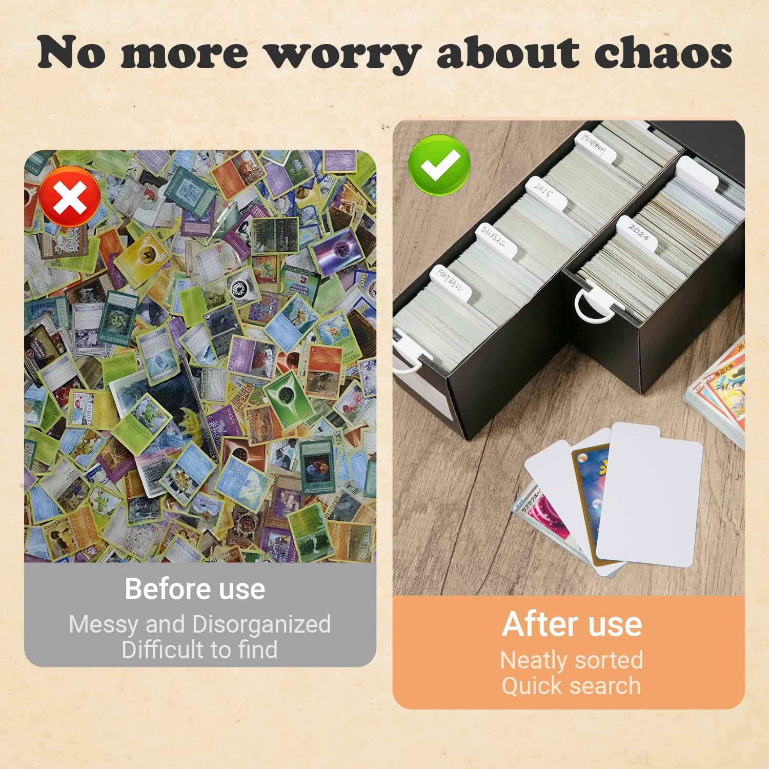 200PCS Sports Trading Card Dividers Vertical for Card Box | White Paper Cards Divider for Standard MTG/TCG/PKMN/Game