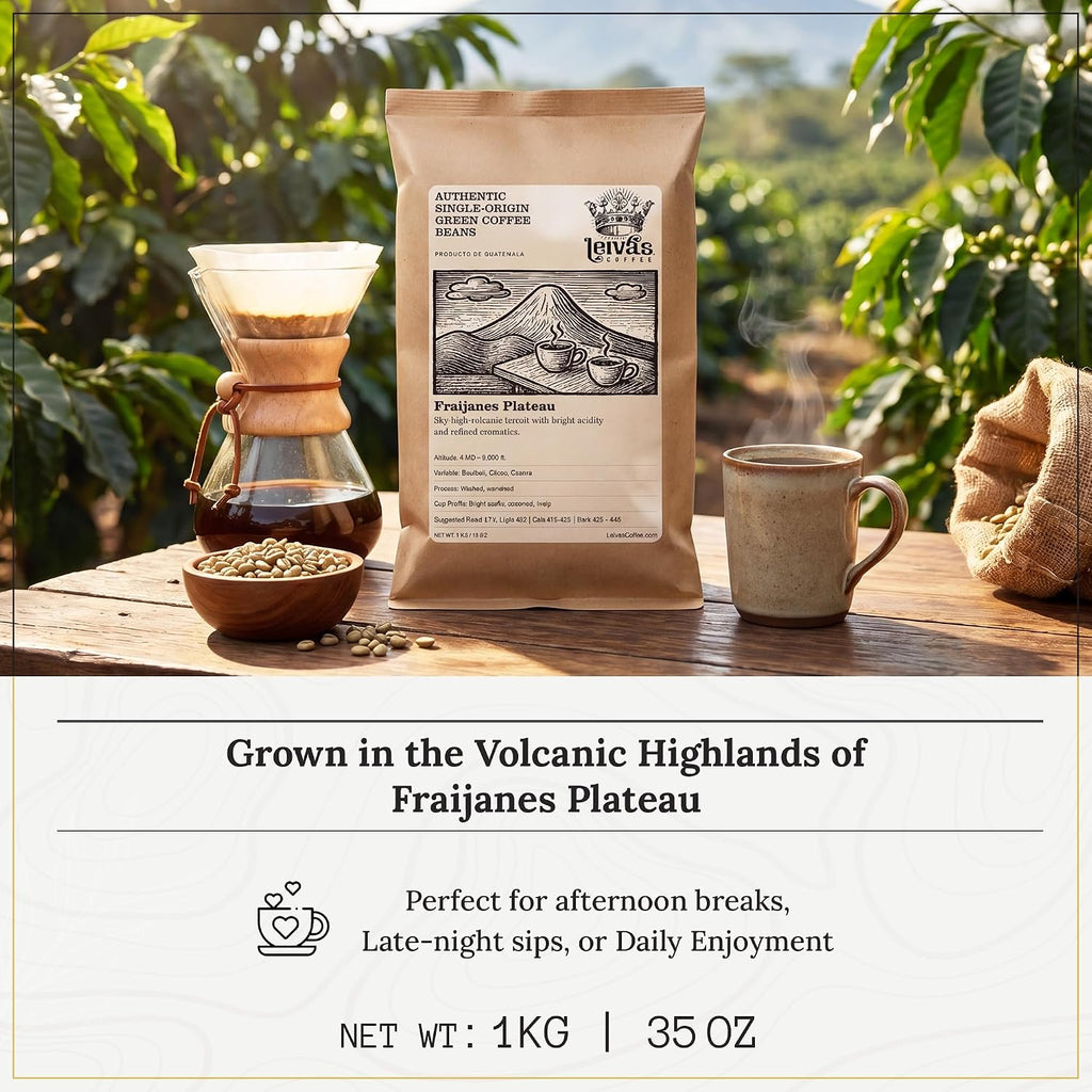 Leiva's Unroasted Green Coffee Beans Fraijanes 1kg (35 oz)