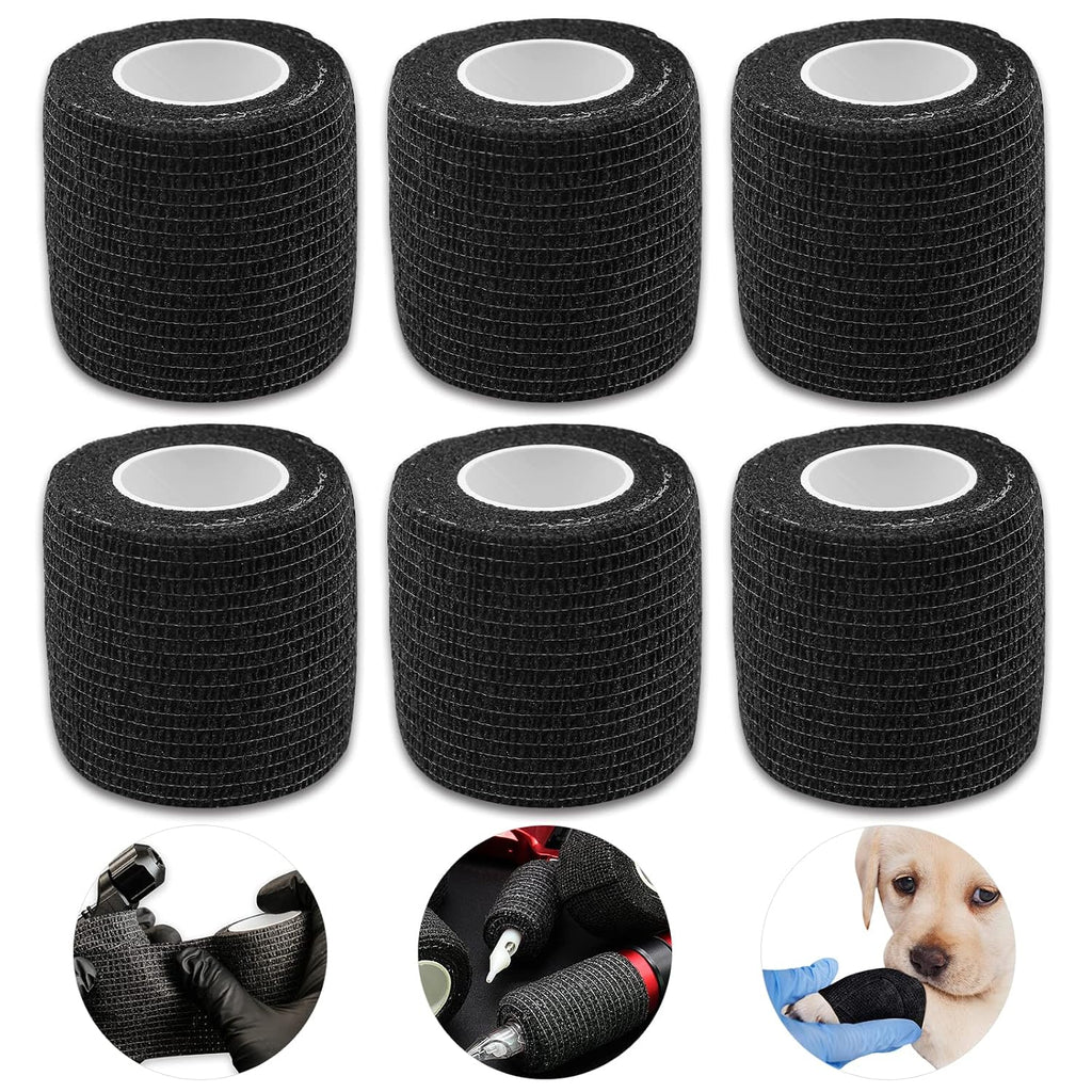 Tattoo Grip Tape Wrap Cover - Autdor 6Pcs 2" x 5 Yards Tattoo Machine Tape Cohesive Elastic Bandage Rolls