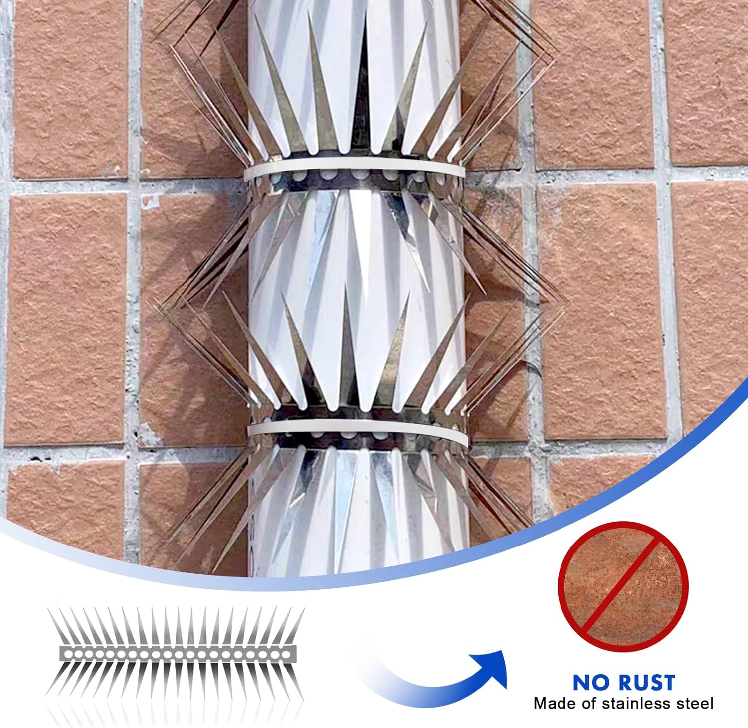 Bird Spikes - 20 Inch Stainless Steel Fence Spikes for Pigeons, Raccoons, Snakes - Deterrent Defender | 20 inch