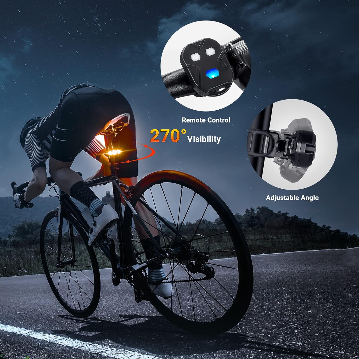 Bike Tail Light with Turn Signals Wireless Remote Control Waterproof Bicycle Rear Light Back USB Rechargeable Ultra