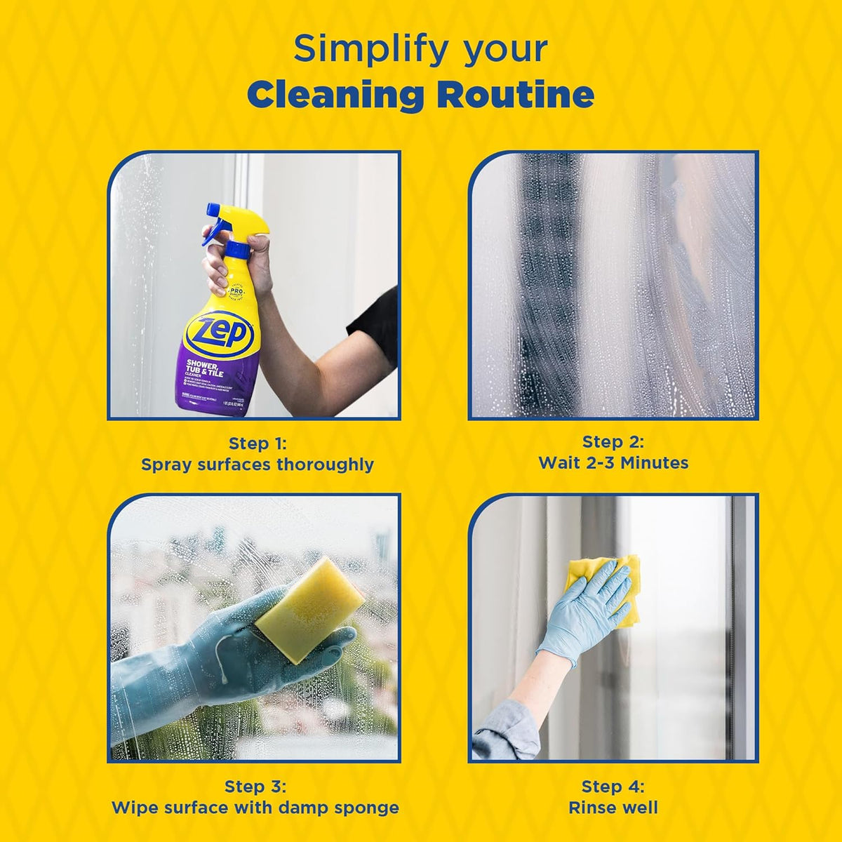 Shower Tub and Tile Cleaner 32 oz ZUSTT32 (Case of 4) -Eliminates Hard Water Stains and limescale
