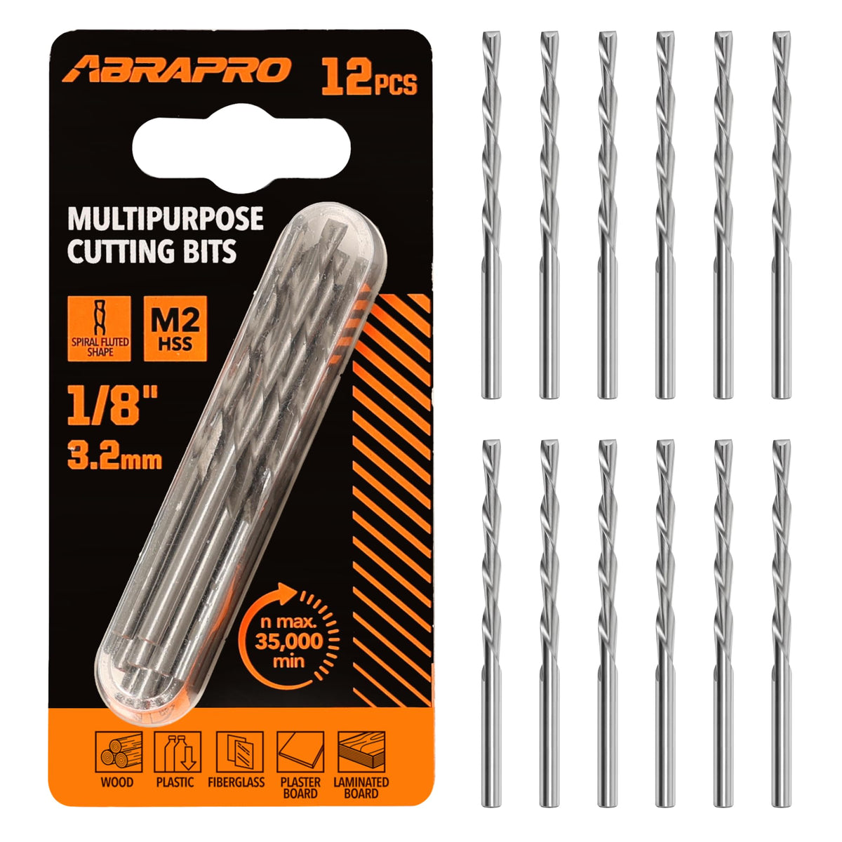 ABRAPRO 1/8" Multipurpose Cutting Bits, M2 HSS 12 Pcs for Rotary Tools
