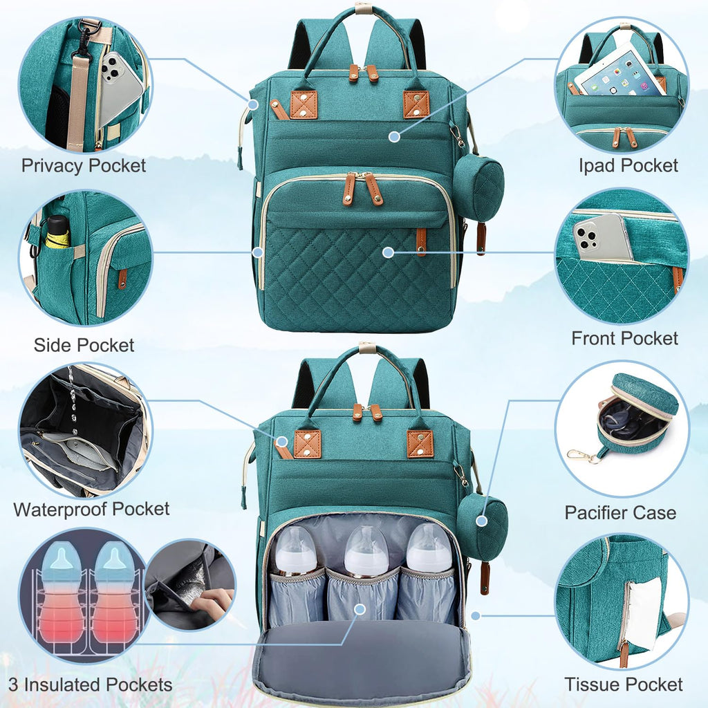 Diaper Bag Backpack Baby Bag, Baby Girl Boy Diaper Bag for Dad Mom with Pad, 16 Pockets, Pacifier Case, Large Diaper