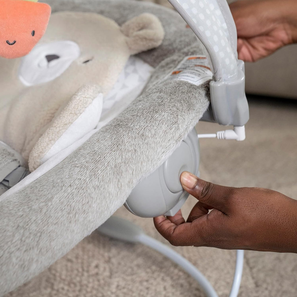 InLighten Baby Bouncer Seat with Light Up-Toy Bar and Bear Tummy Time Pillow Mat - Nate, Newborn and up