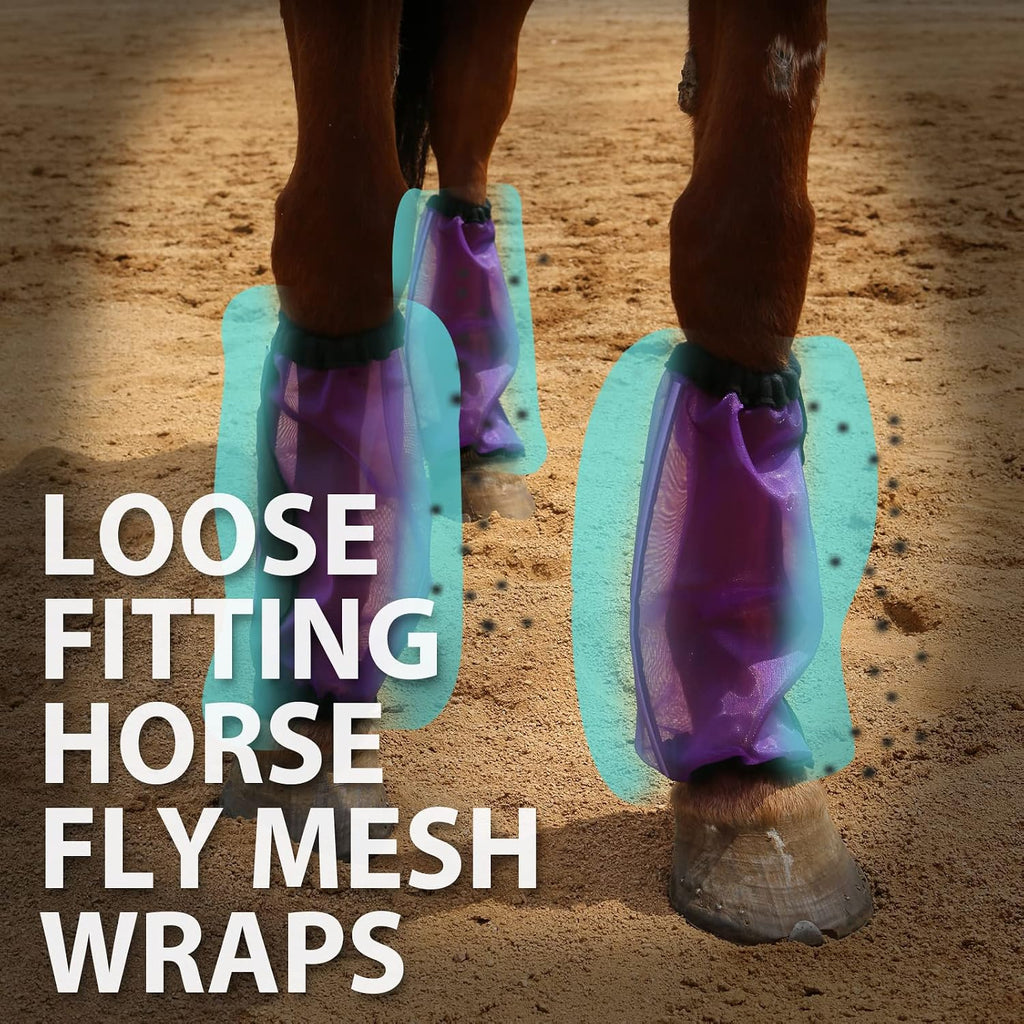 Universal Size Horse Leggings Fine Mesh Horse Fly Boots Greatly Reduce Stomping Breathable Horse Boots Leg Wraps (Set