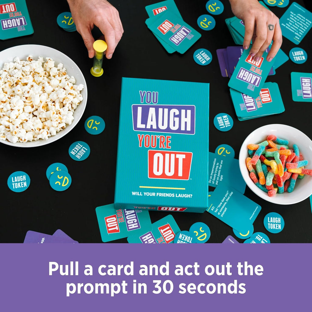 You Laugh You're Out [A Party Game with Hilarious Charades Family Card Games for Adults & Teens | Great Gift for