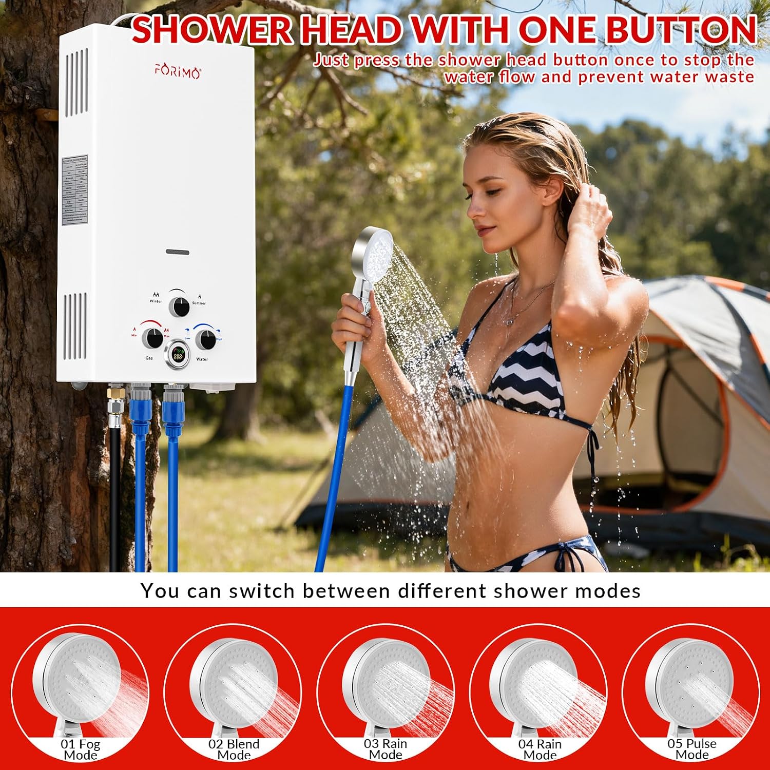 Tankless Water Heater Propane,2.64GPM 10L Outdoor Portable Water Heater,with 2 GPM Water Pump, Instant Propane Water