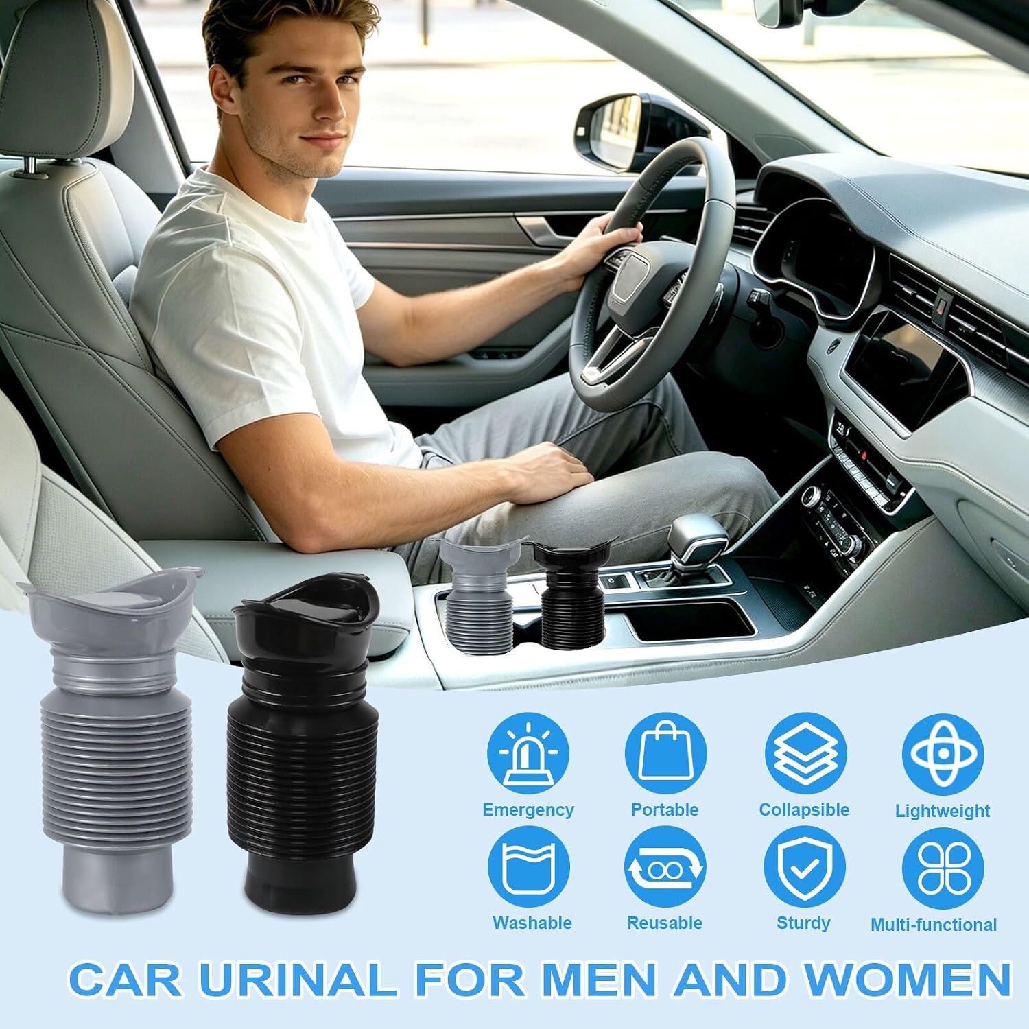 Pee Bottles for Men,Portable Urinal for Men,Collapsible Urine Bottle 750ML | Car Urinals for Men and Women,Emergency