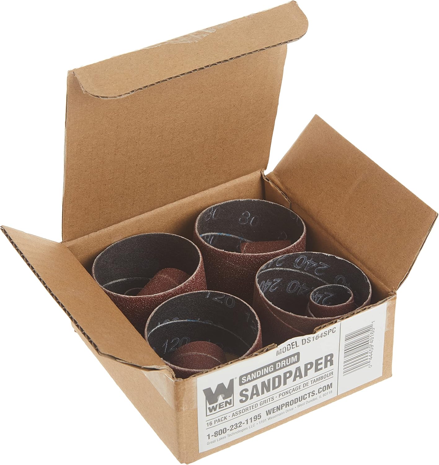 DS164SPC 16-Piece Replacement Sanding Drum Sandpaper Kit, Assorted Grits
