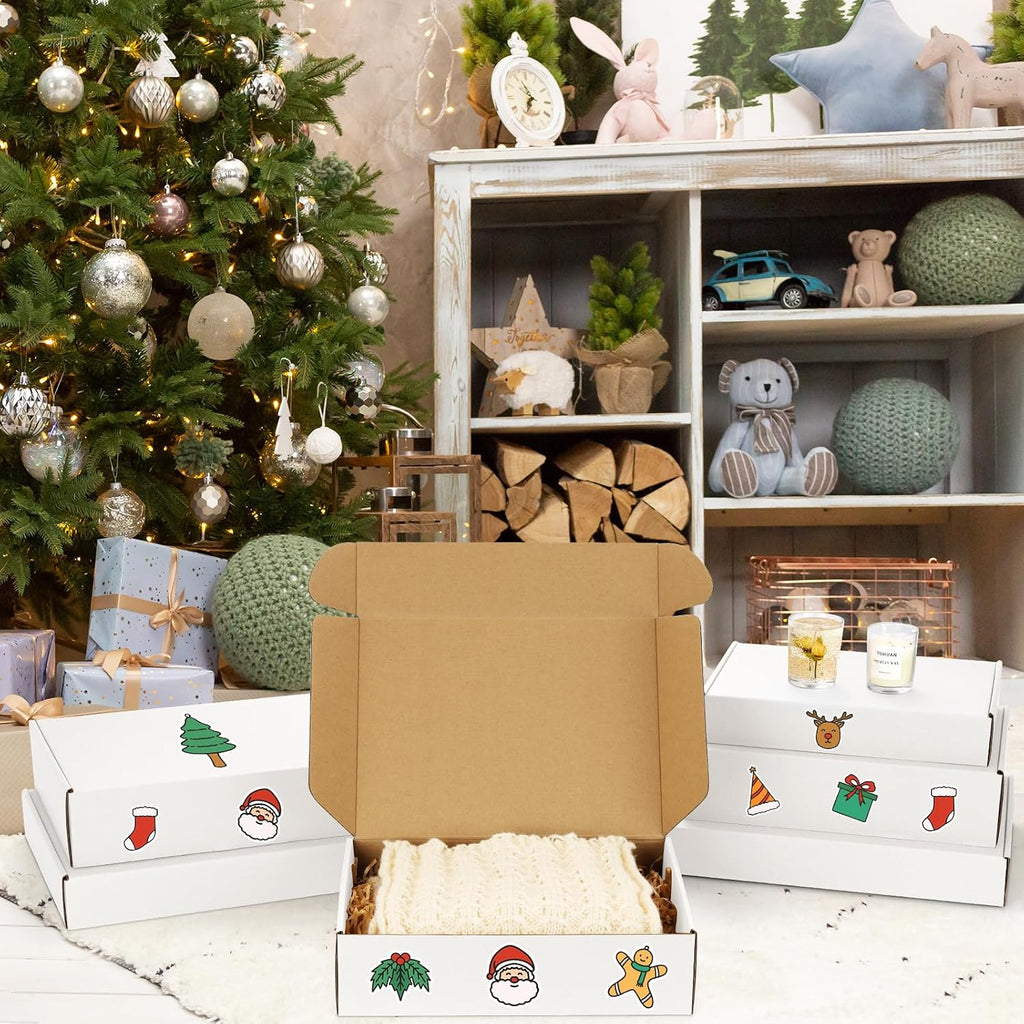 18 Pack Small Shipping Boxes Assorted Sizes, 11x8x2, 12x9x3, 13x10x2-6 PCS Each Small Boxes, White Corrugated Box