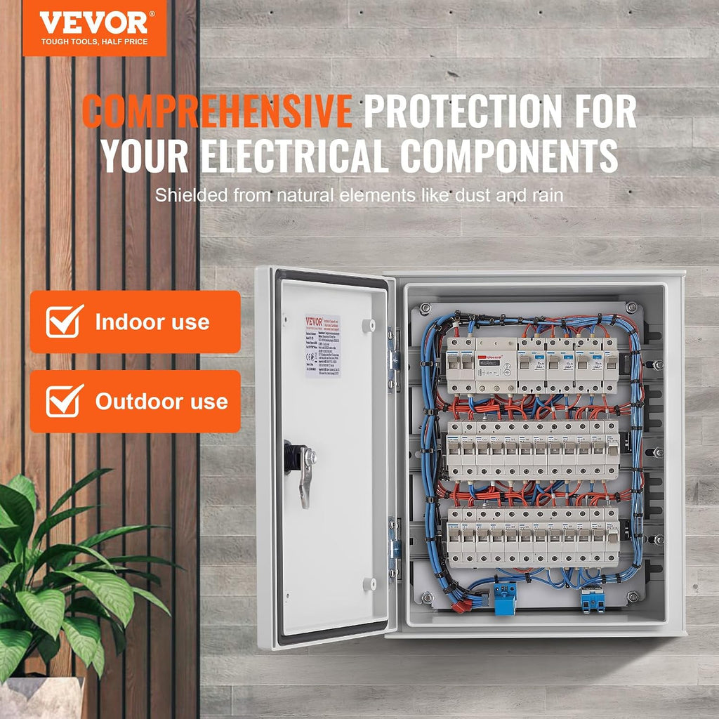 VEVOR Electrical Enclosure Box, 12'' ×10'' ×6'', Fiberglass Junction Box, IP66 Waterproof & Dustproof, Outdoor Electrical Box, with Mounting Plate