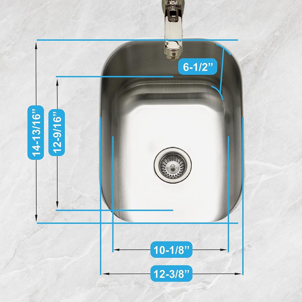 Club Stainless Steel Kitchen Bar & Prep Sink: 10 Inch Undermount Small Sink with Strainer, Durable & Versatile