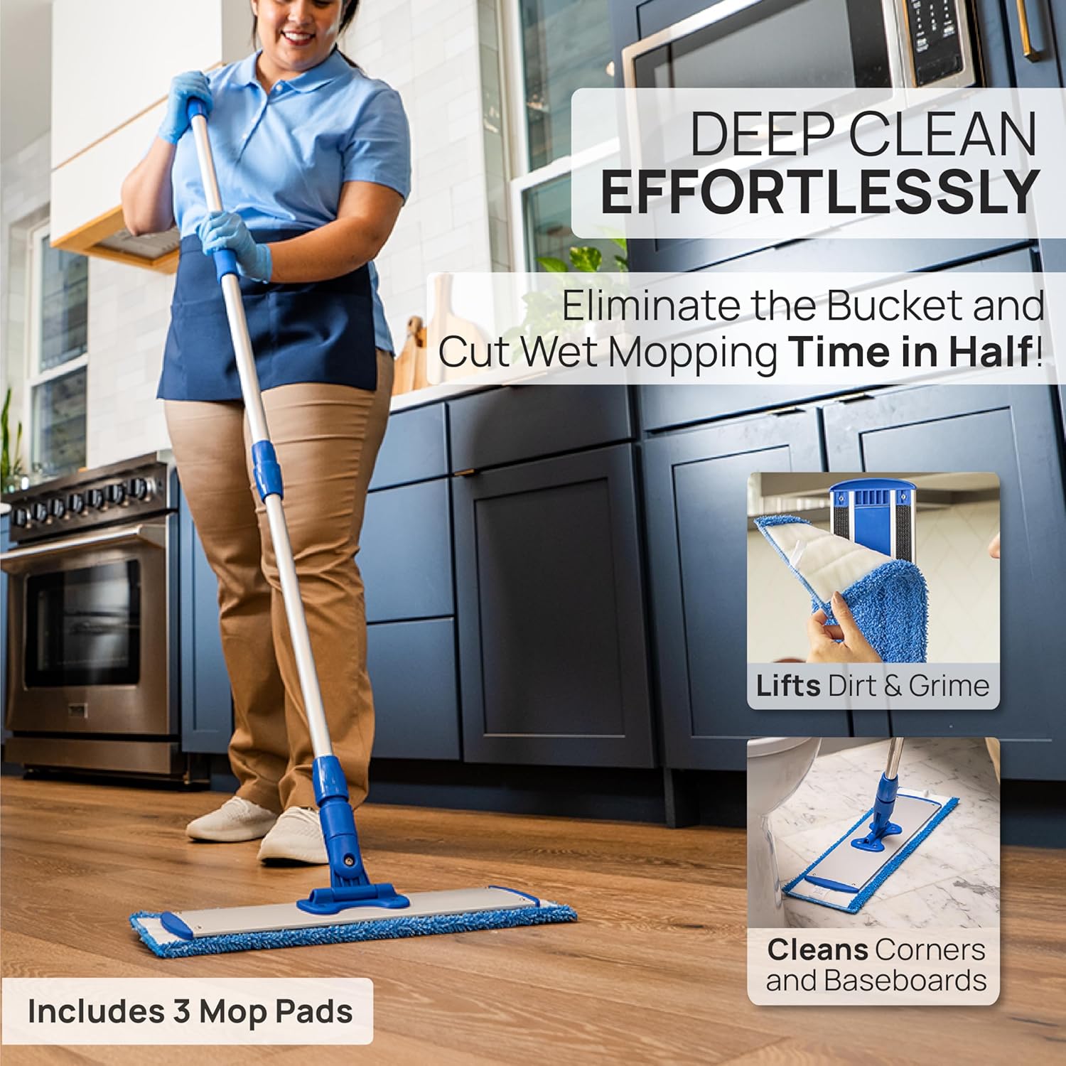 18” Pro Microfiber Hardwood Floor Mop - Cleans Floor in Seconds | Dust & Wet Mopping | Hardwood, Tile, Laminate &