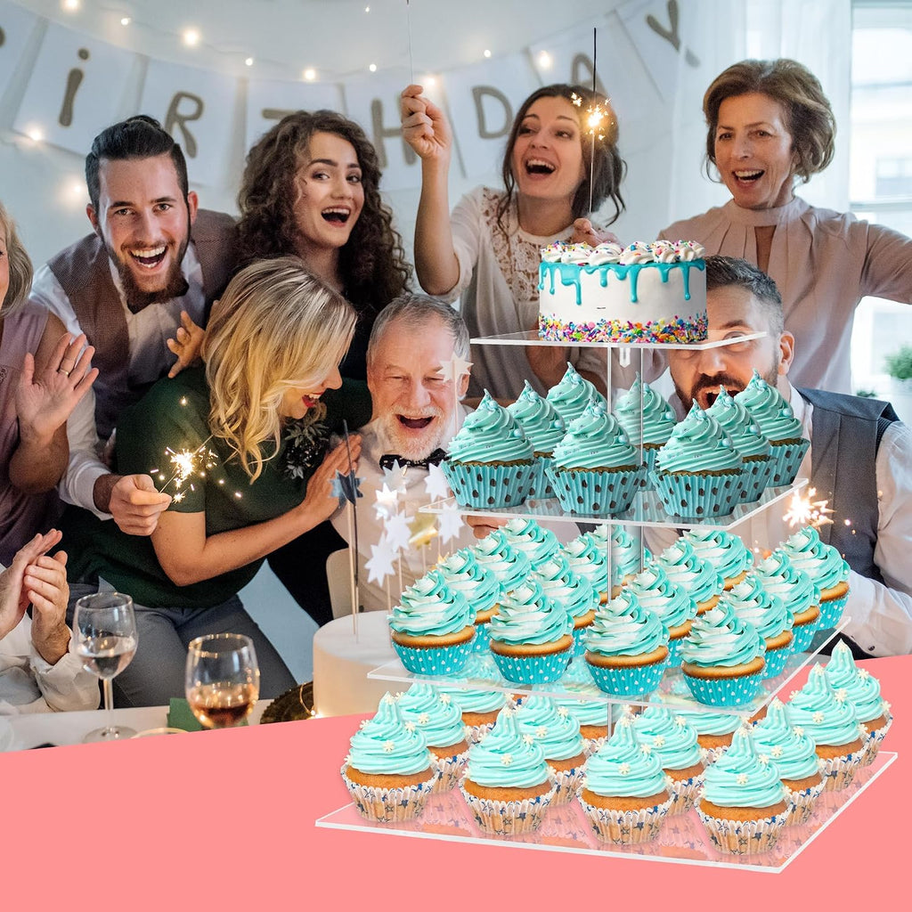 4 Tier Acrylic Cupcake Stand, Premium Cupcake Holder, Acrylic Cupcake Tower Display Cady Bar Party Décor â Display