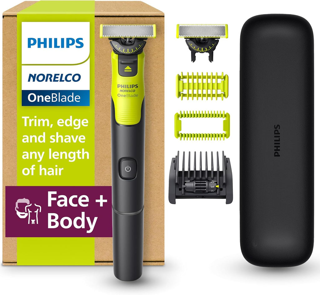 Philips Norelco OneBlade 360 with Connectivity Hybrid Face + Body, Electric Beard Trimmer, Shaver and Body Groomer