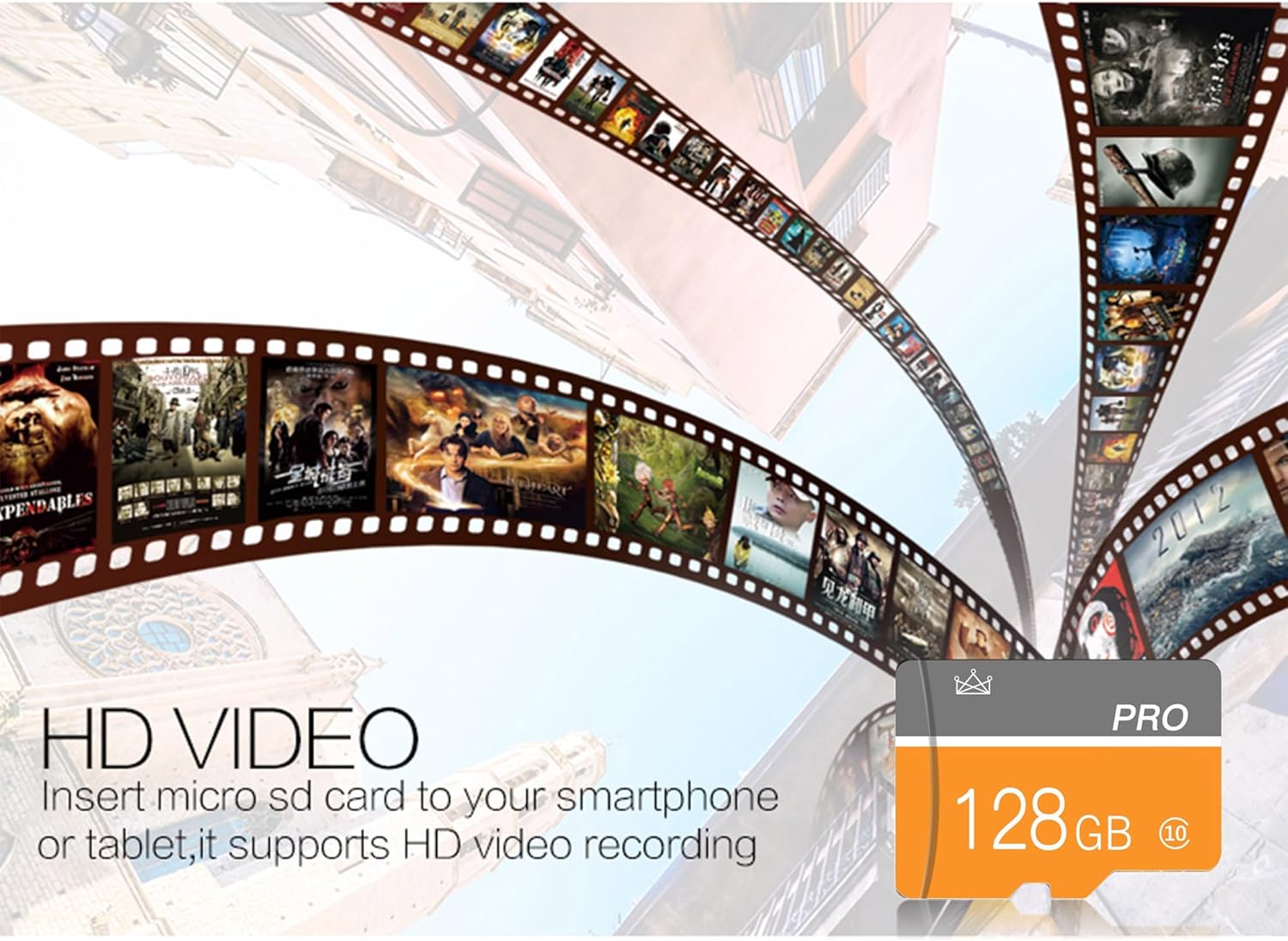 128GB Memory Card,Micro Memory Card with Adapter Class 10 High Speed for Camera,Smartphone,Tablet