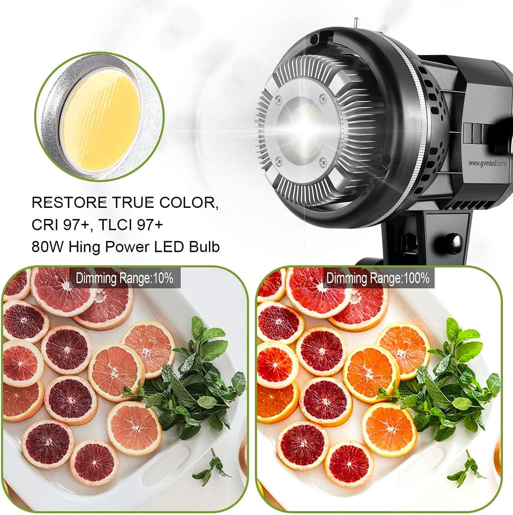 GVM 80W Photo Studio Lighting Kit, LED Video Light with Bowen Mount 23.6" Softbox, Tripod Stand, Continuous Output
