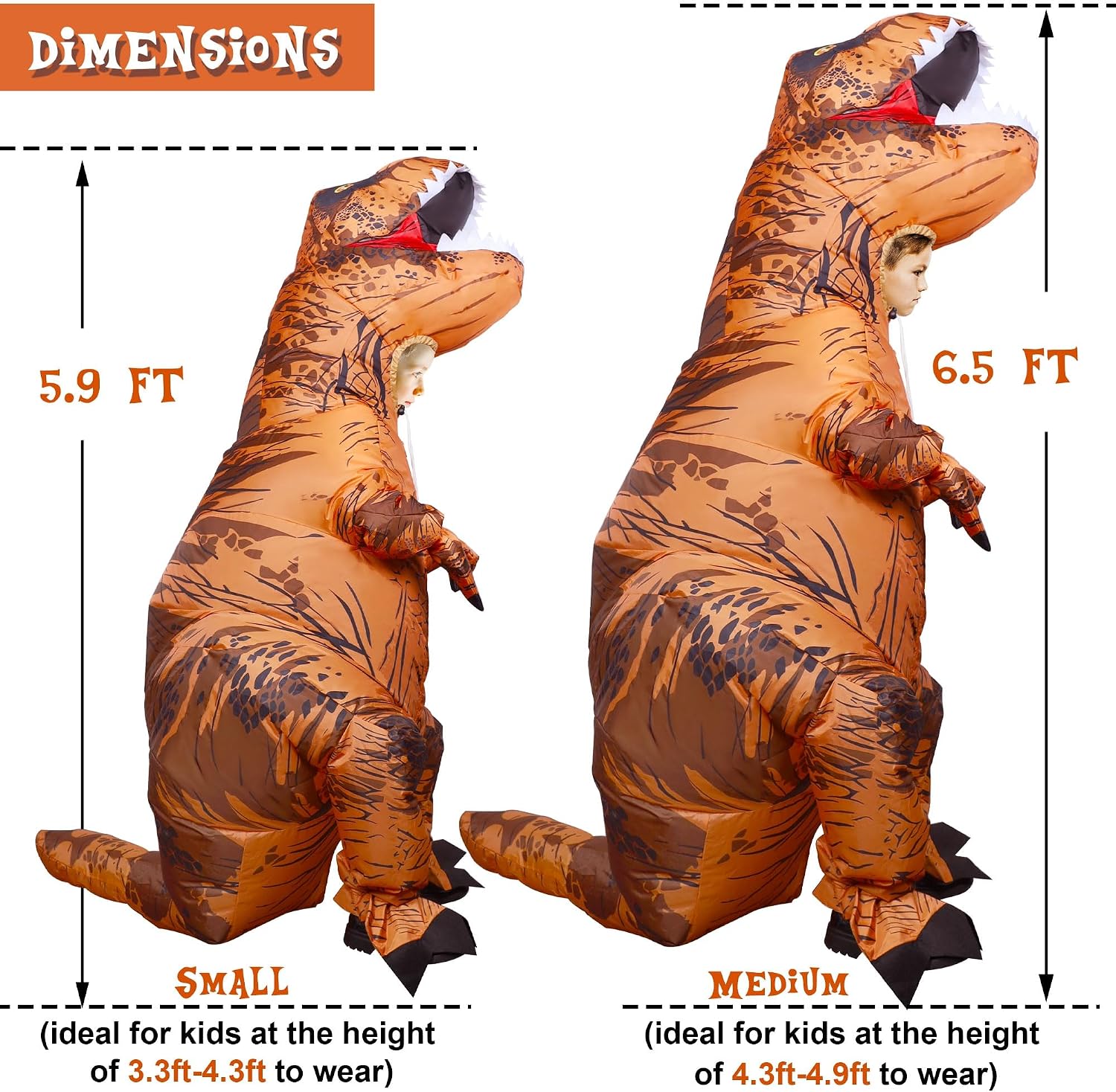 Inflatable T-Rex Costume for Boys Girls Dinosaur Themed Party Trick or Treat Activity