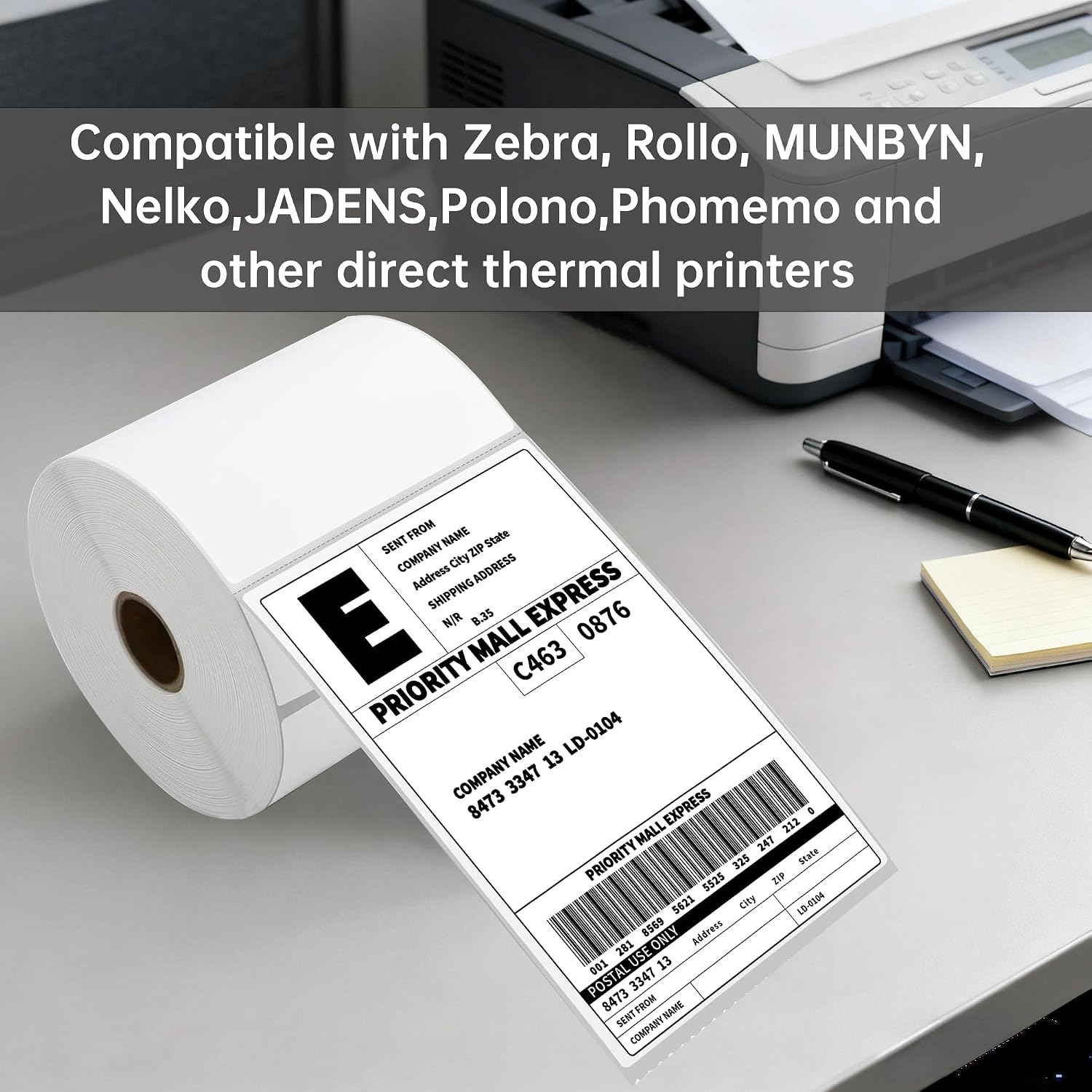 500 4x6 Direct Thermal Shipping Labels Roll, Commercial Grade | 4x6 Thermal Labels Roll, Self Adhesive, Compatible