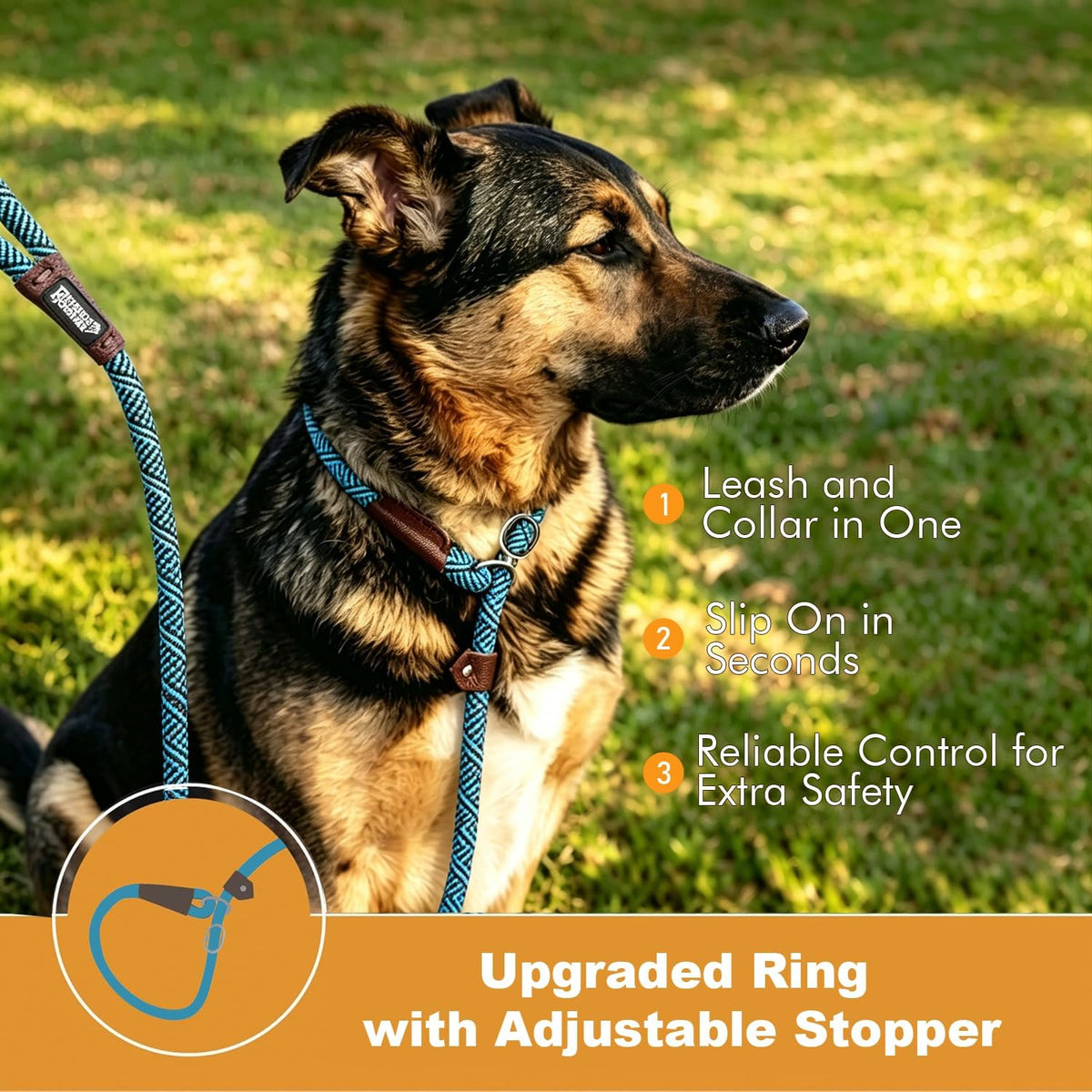 Extremely Durable Dog Rope Leash, Premium Quality Training Slip Lead, Reflective, Thick Heavy Duty, Sturdy, No Pull