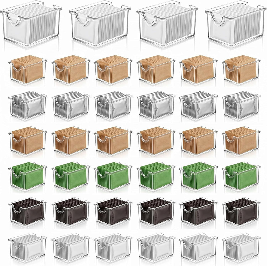 40 Pack Clear Plastic Sugar Packet Holder, Acrylic Sugar Caddy for Sweetener Packets, Tea Bags, Coffee Bar, Dining