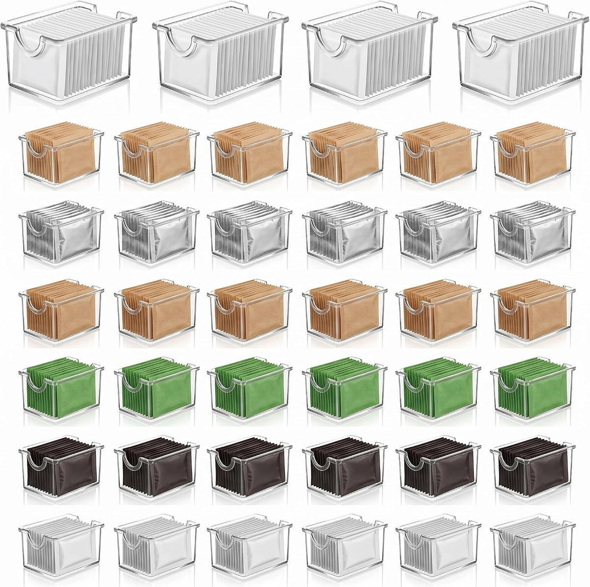 40 Pack Clear Plastic Sugar Packet Holder, Acrylic Sugar Caddy for Sweetener Packets, Tea Bags, Coffee Bar, Dining