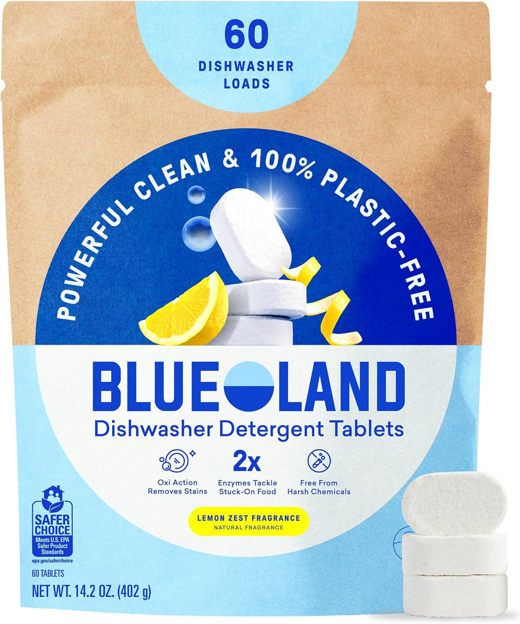 100% Plastic-Free Dishwasher Detergent Tablets, 60ct, Lemon Zest