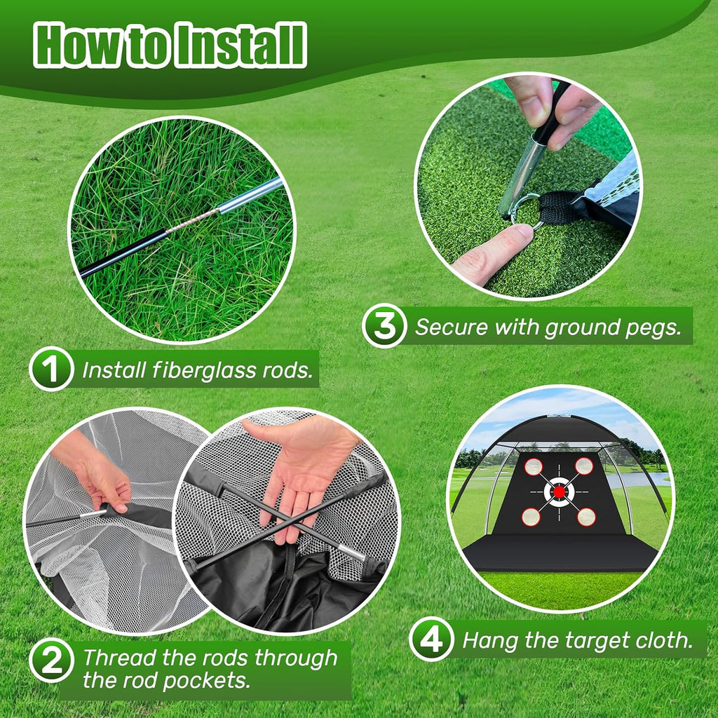 Golf Net with Practice Mat,Golf Hitting Aid Nets 10x7FT for Backyard Driving Chipping Training Swing,Gifts for Men