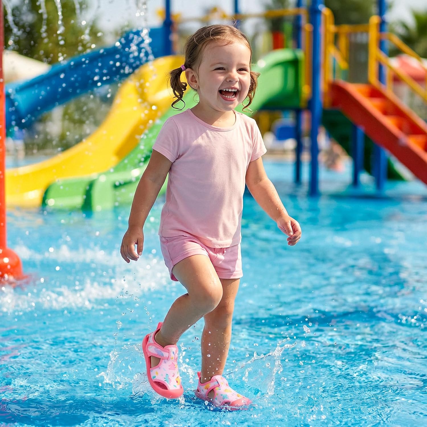 Kids Water Shoes Quick Dry Slip On Beach Swim Pool Sandals | Closed Toe, Non Slip, Lightweight, Water Park, Toddler