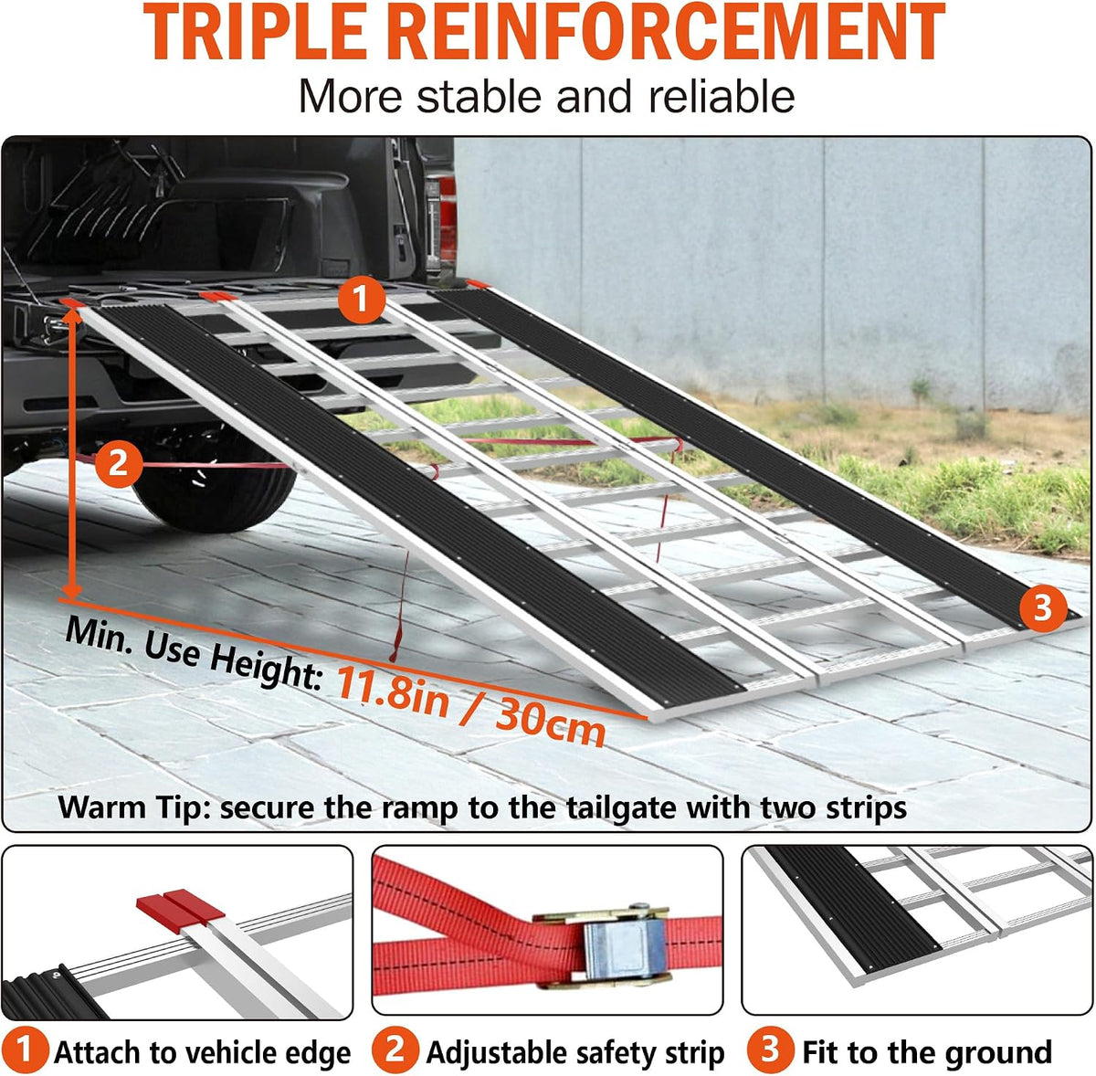 85" x 54" Aluminum Foldable Ramp, Snowmobile Loading Ramp with Wide Glides, Loading Ramps, 1500 LBS Capacity Loading