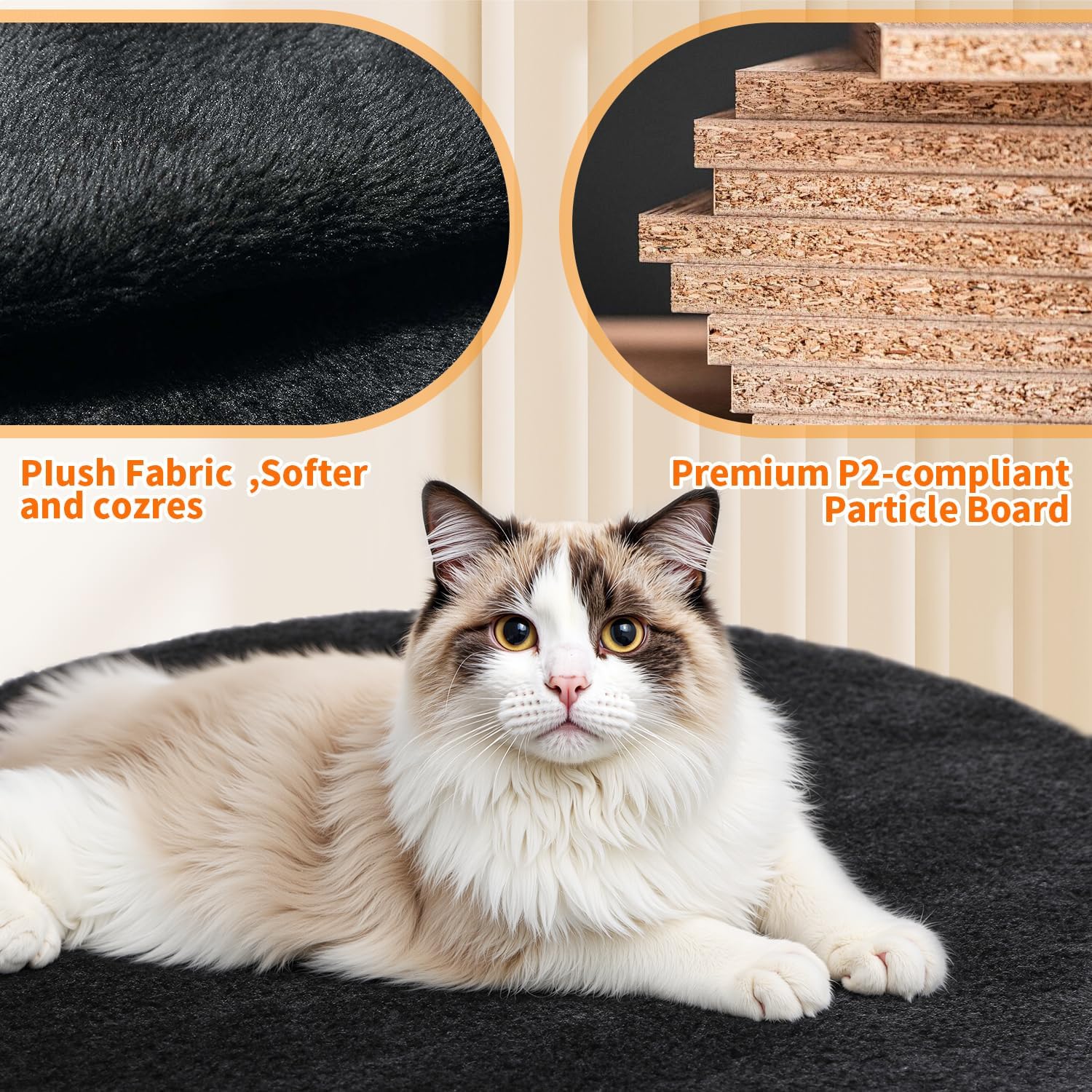 Cat Tree 54in Cat Tower Multi-Level Durable Cat Scratching Post & Cozy Fun Cat Jumping Platform Space Saving Cat